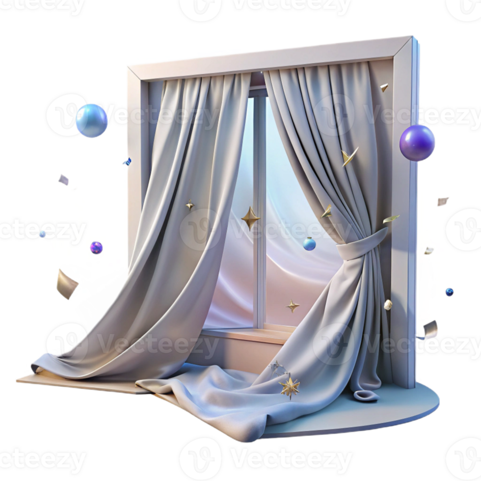 magnificent artistic Window Curtain Billowing in Whispering Winds Transparent genuine png