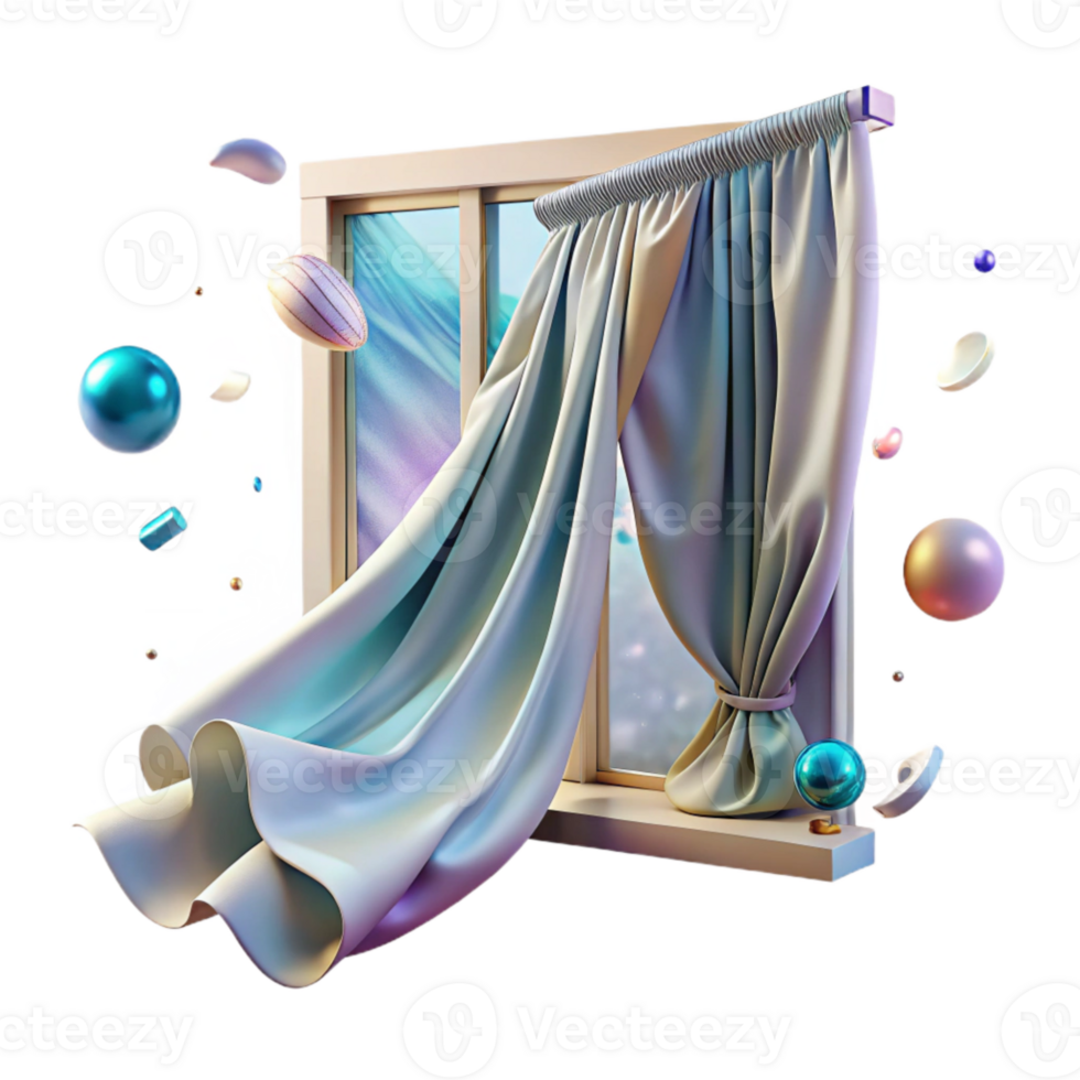 extraordinary vintage Window Curtain Billowing in Whispering Winds Transparent high quality png