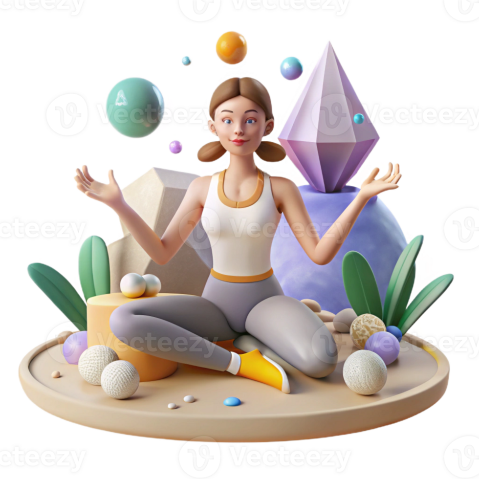 elegant abstract Woman Doing Yoga on Beach Transparent Background original png