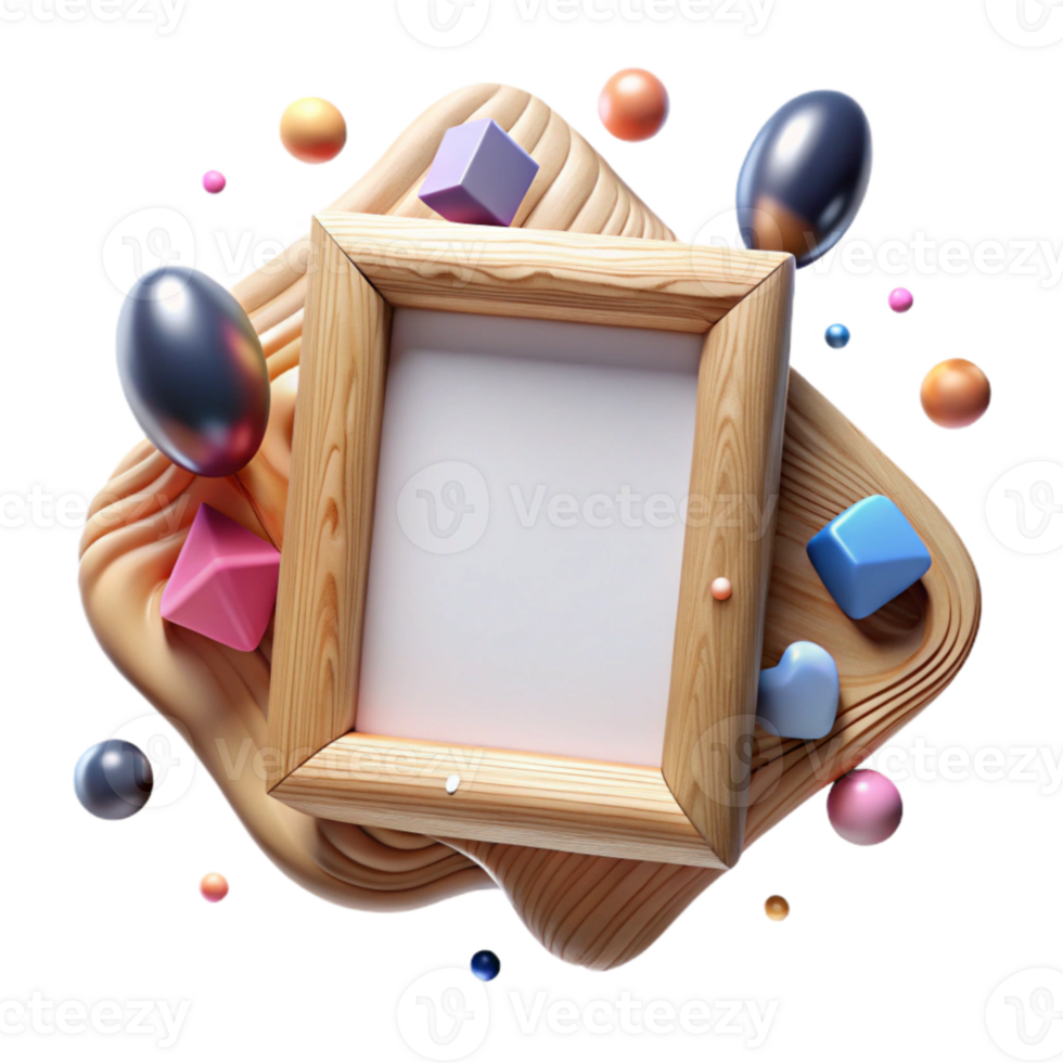 serene minimalist Wooden Picture Frame Blank Space Isolated high quality png