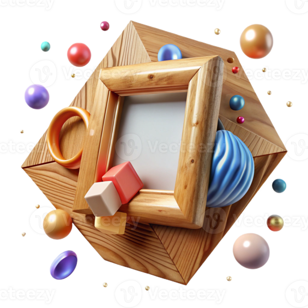 beautiful contemporary Wooden Picture Frame Empty Isolated Element professional png