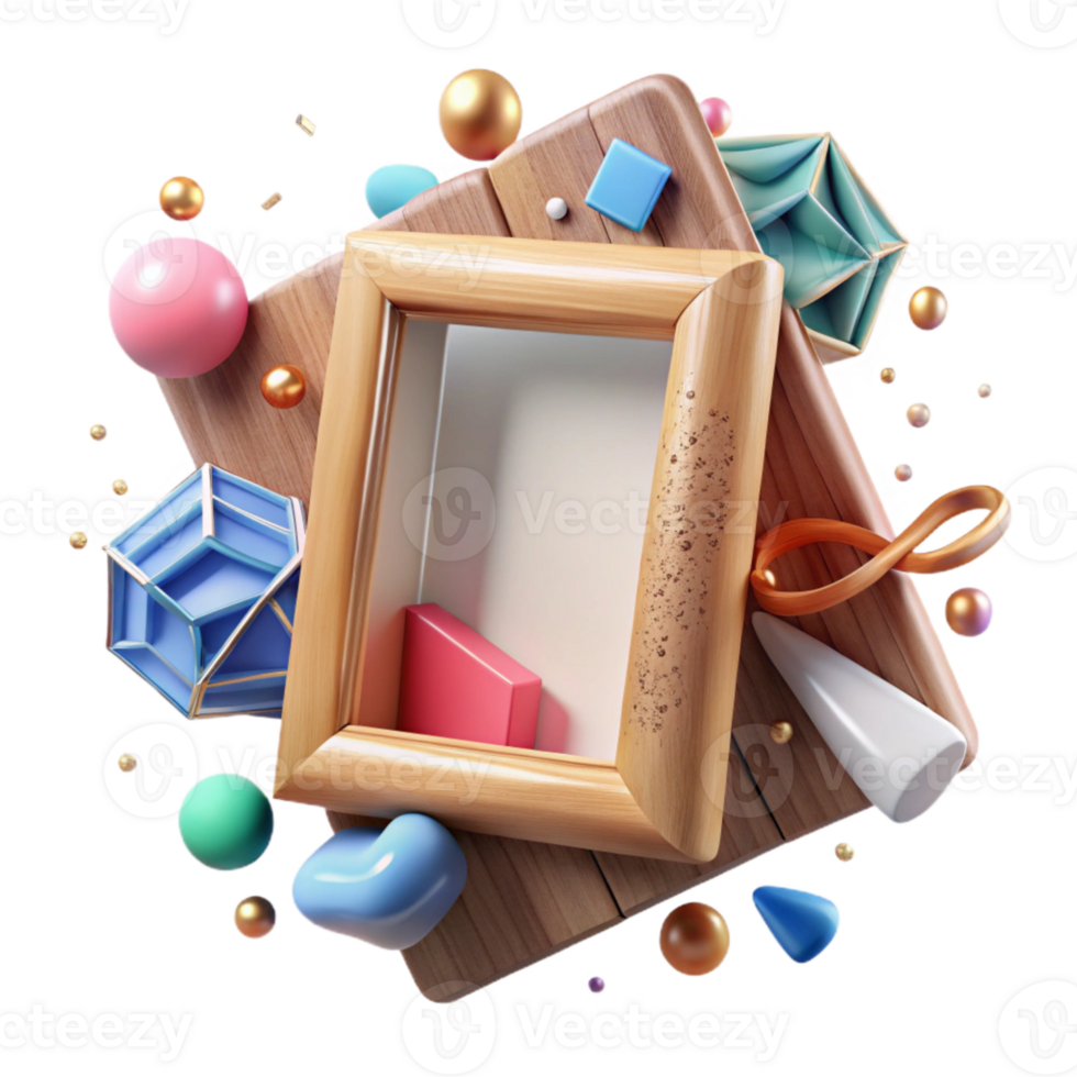 elegant minimalist Wooden Picture Frame Cutout Transparent Background authentic png