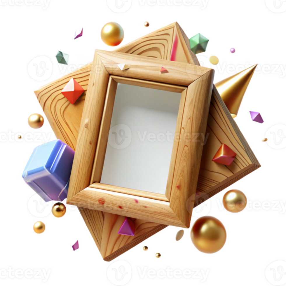 magnificent vintage Wooden Picture Frame Front View Isolated high resolution png
