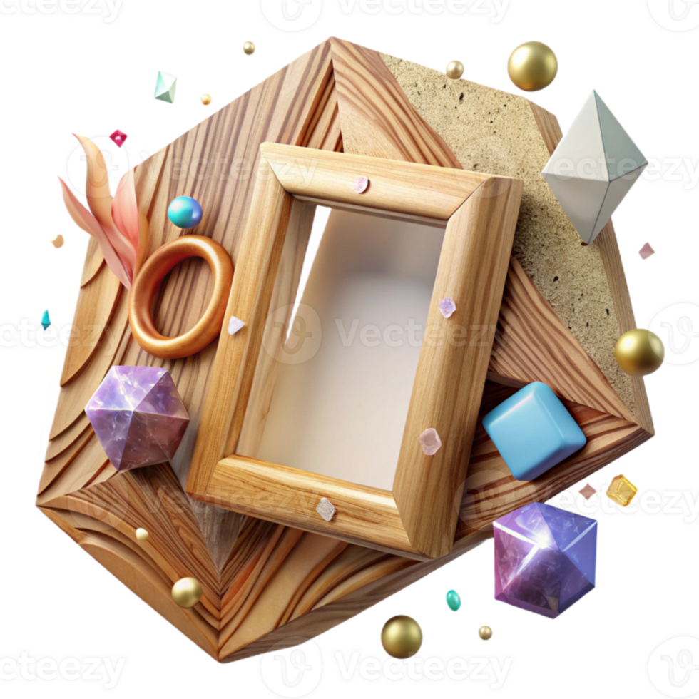 dramatic contemporary Wooden Picture Frame Cutout Transparent Background detailed png