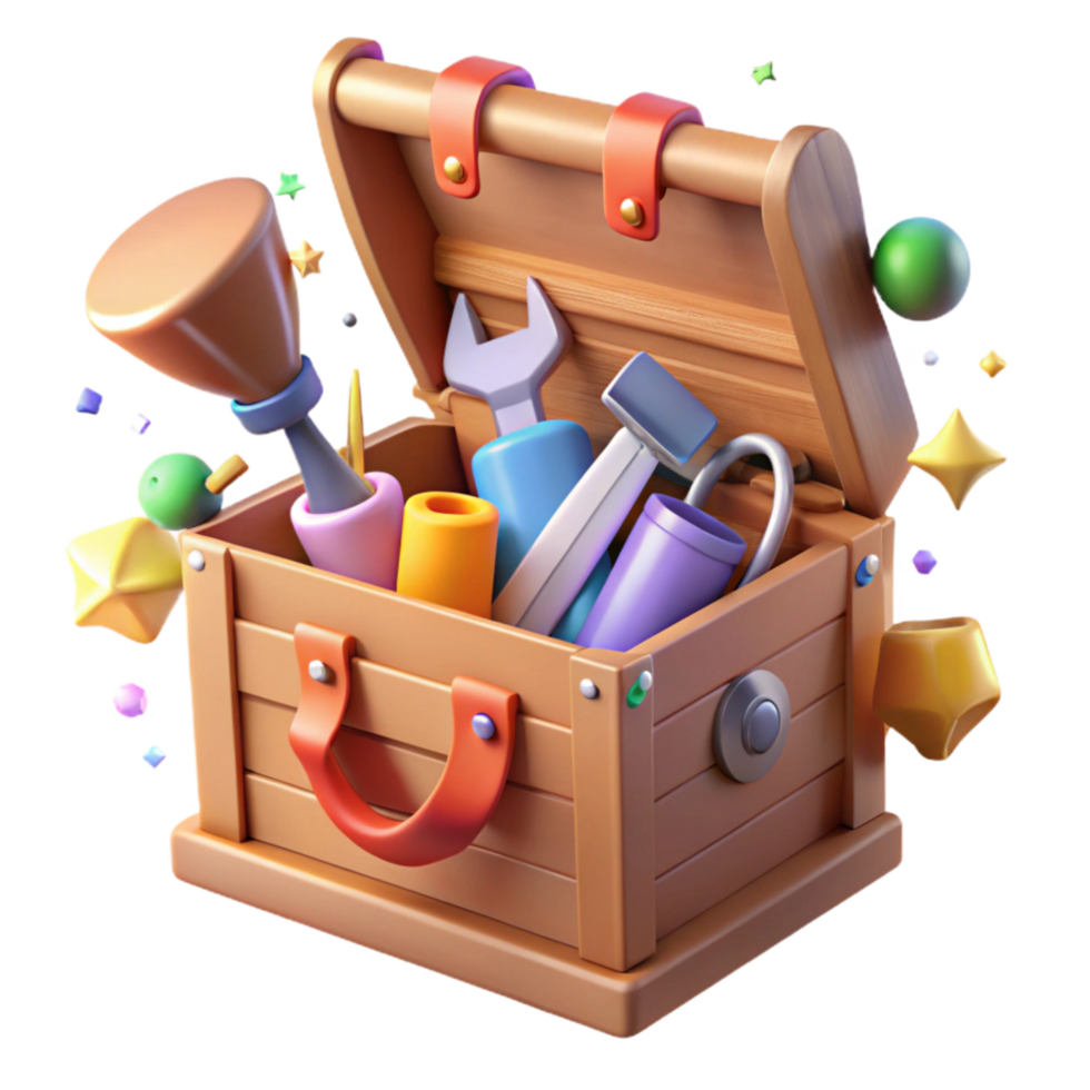wonderful creative Wooden Toolbox Open with Tools Transparent premium png