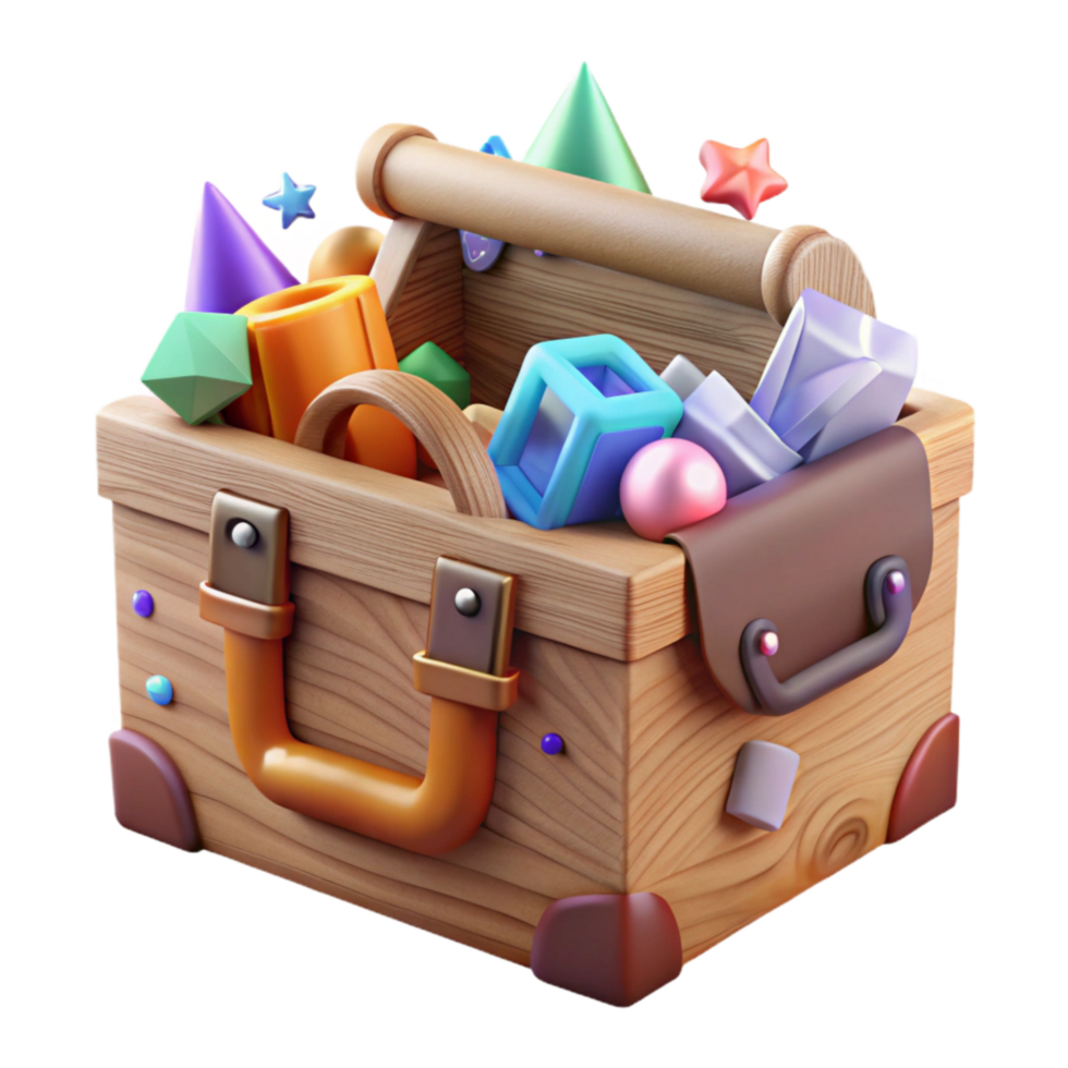 impressive abstract Wooden Toolbox Cutout Front View Transparent Background authentic png