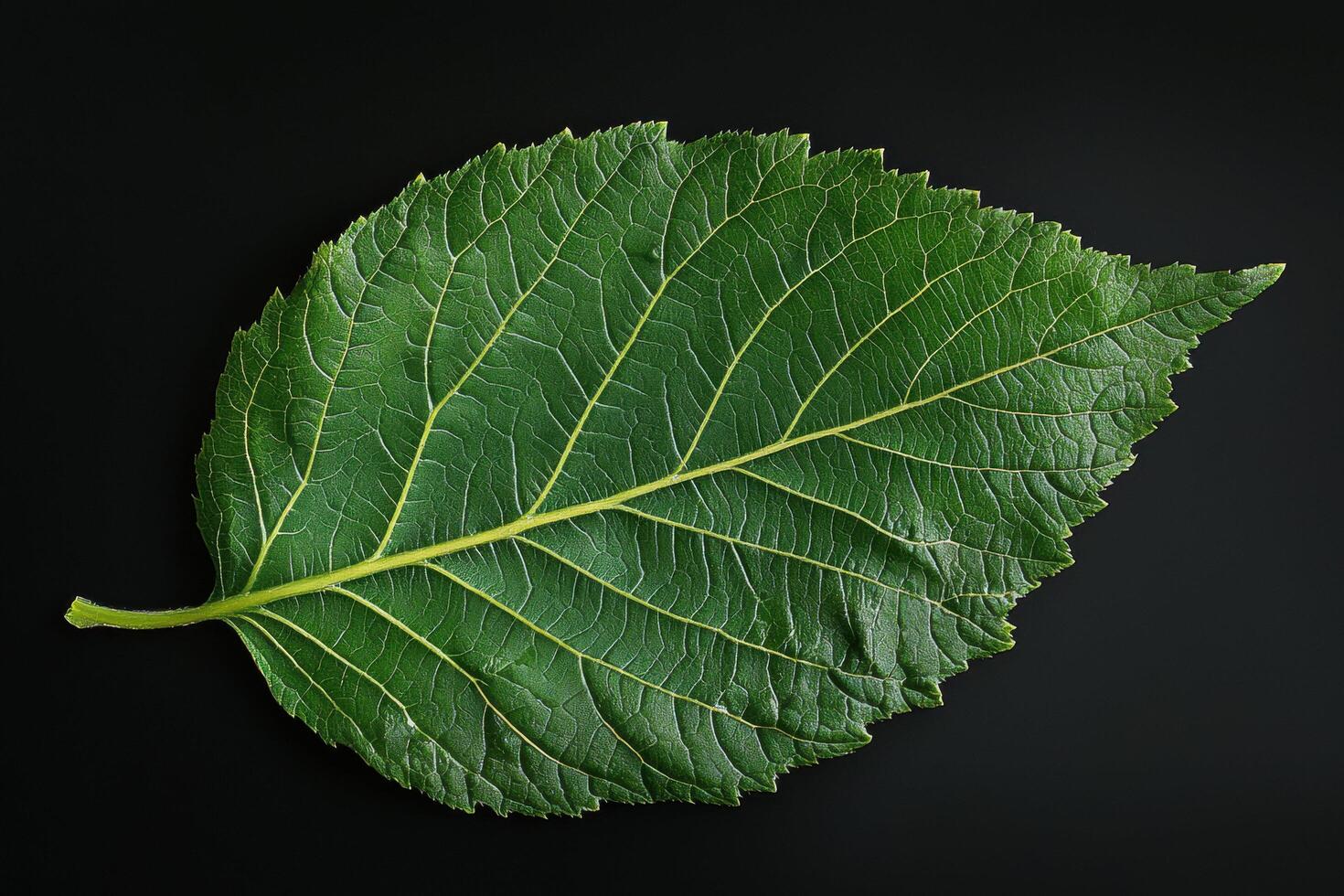 Mulberry Leaf - A large, heart-shaped leaf with deep veins, bright green, lobed or unlobed, and commonly used as food for silkworms photo
