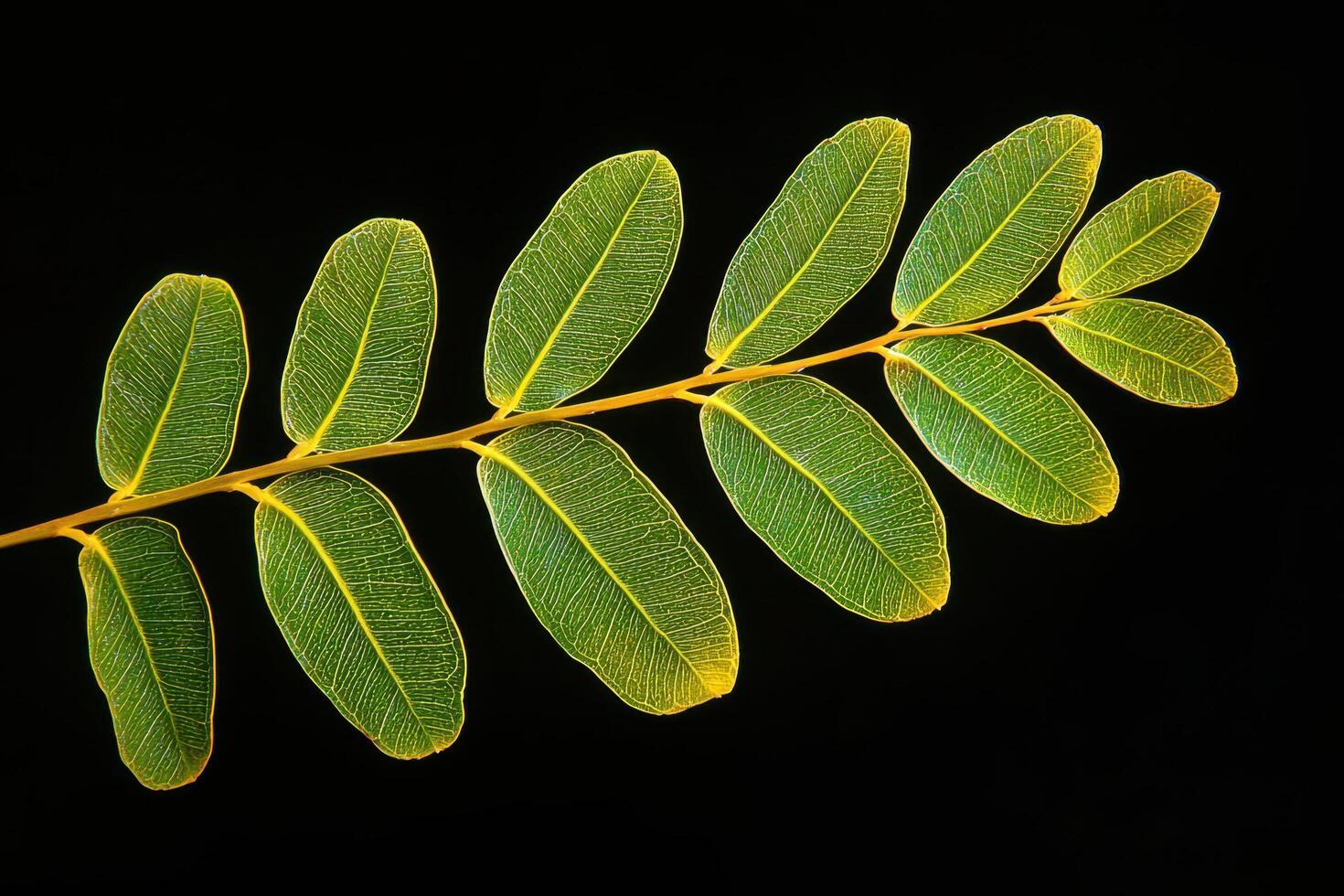 Tamarind Leaf - A small, feathery, compound leaf, consists of many tiny leaflets, folding at night and producing fragrant flowers photo