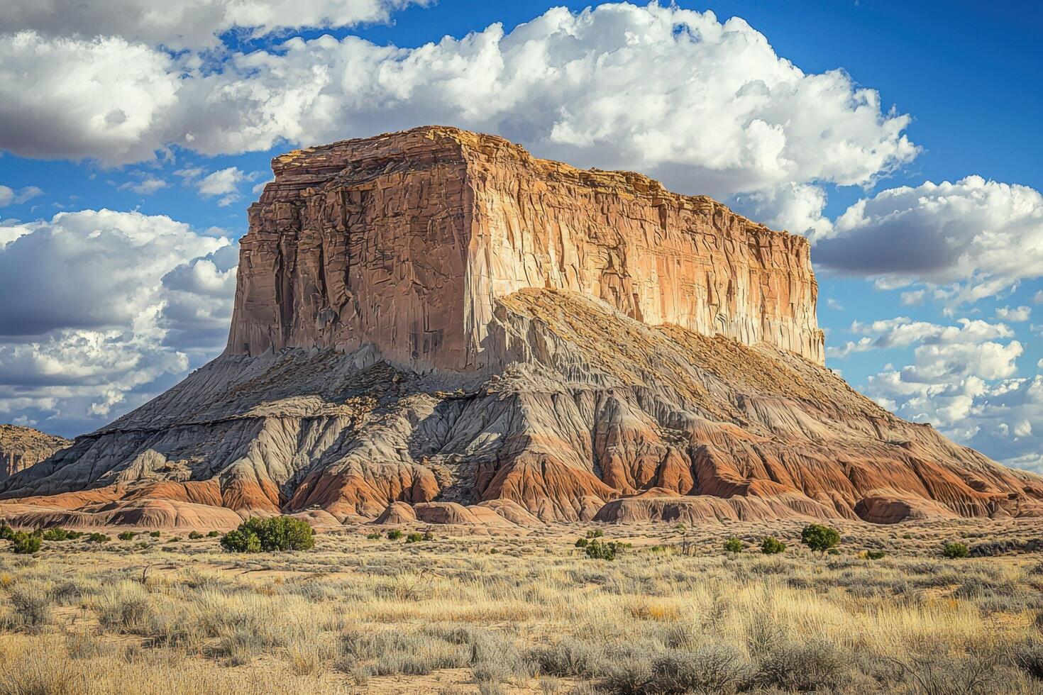 A butte geological formation is a steep, isolated hill with a flat top, often found in arid regions photo