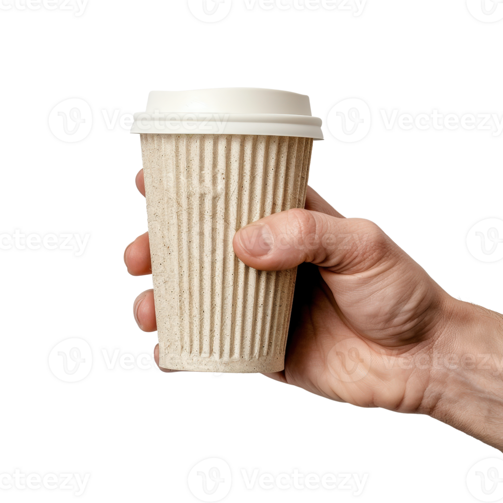 Hand Holding Eco-Friendly Coffee Cup with Lidded Top in Contemporary Style for Sustainable Living png