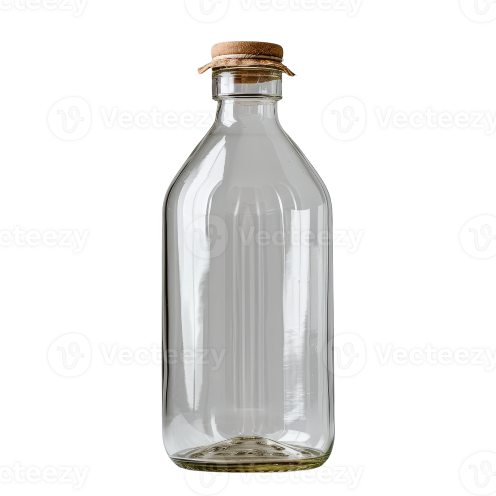 Clear Glass Bottle with Cork Stopper on . for Versatile Uses in Design and Photography png