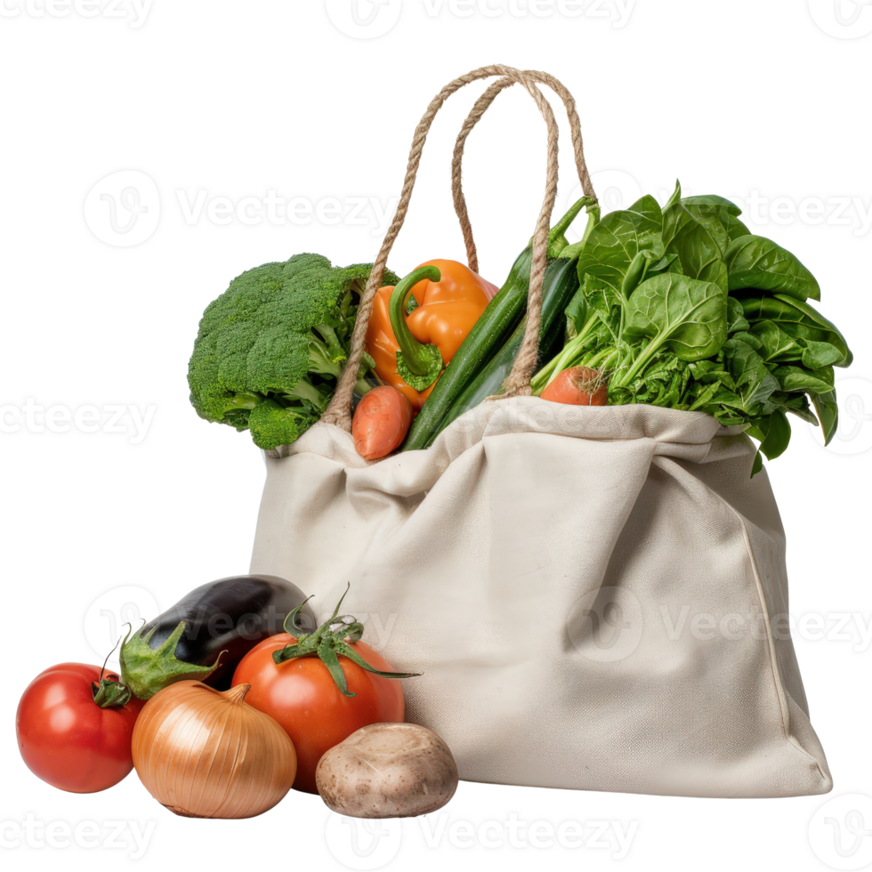 Fresh Organic Vegetables in Eco-Friendly Tote Bag on . for Healthy Living png
