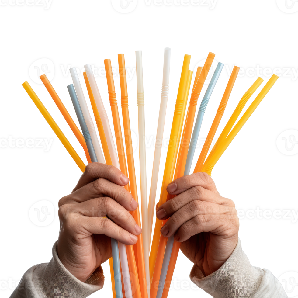 Colorful Straws in Hands for Creative Beverage Presentation and Decoration Ideas png