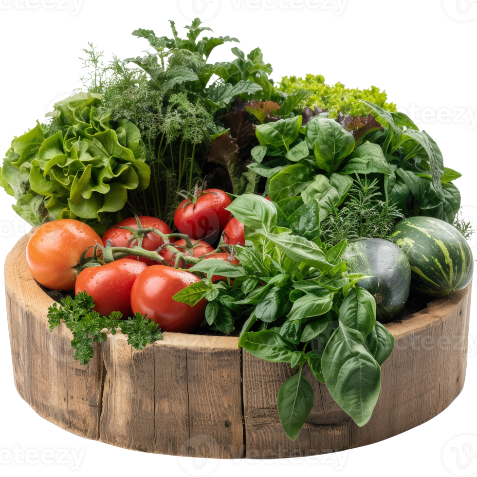 Fresh Organic Vegetables Displayed in Wooden Crate on . for Healthy Cooking png