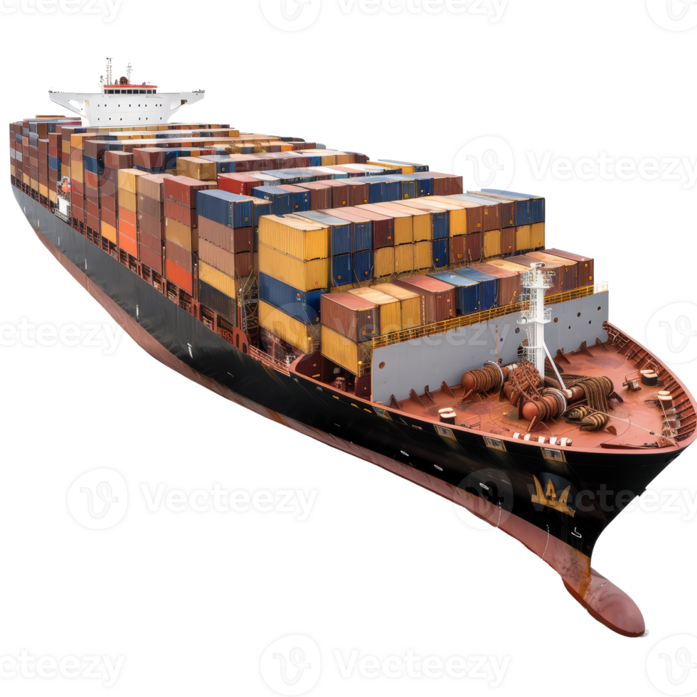Large Container Ship Loaded with Colorful Cargo Shipping International Goods at Sea png