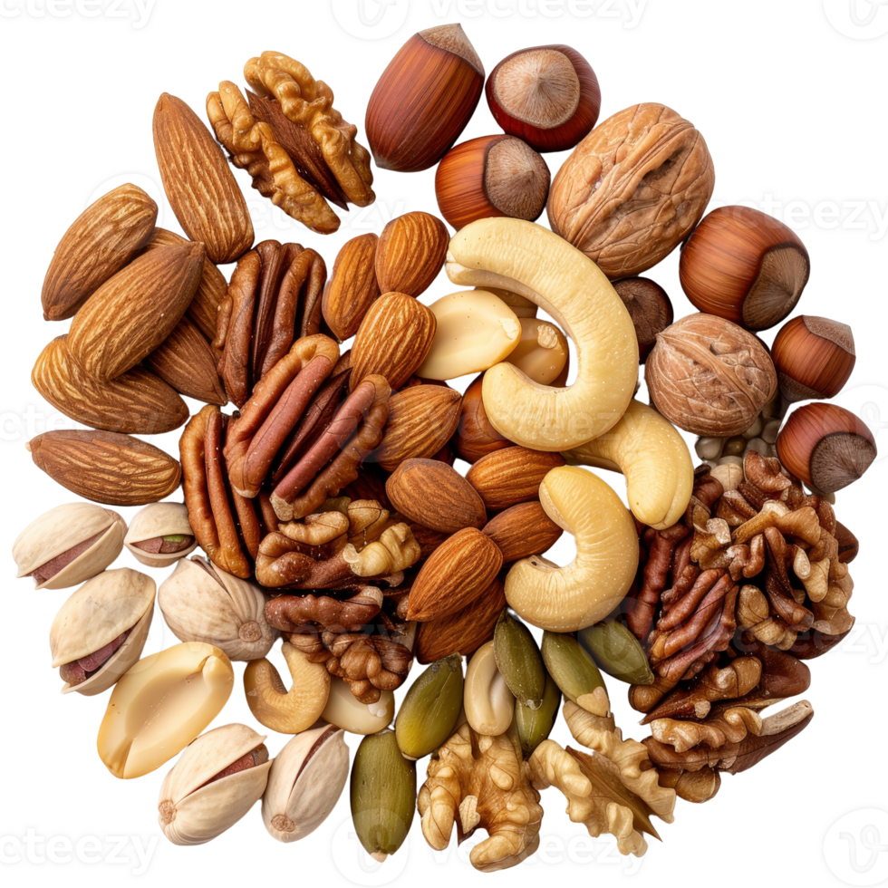 Assorted Nuts Mix with Almonds, Cashews, Walnuts, Hazelnuts, Pecans and More on . png