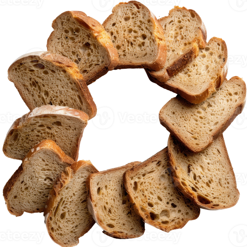 Circular Arrangement of Slices of Whole Grain Bread Surrounded by a Bright . png