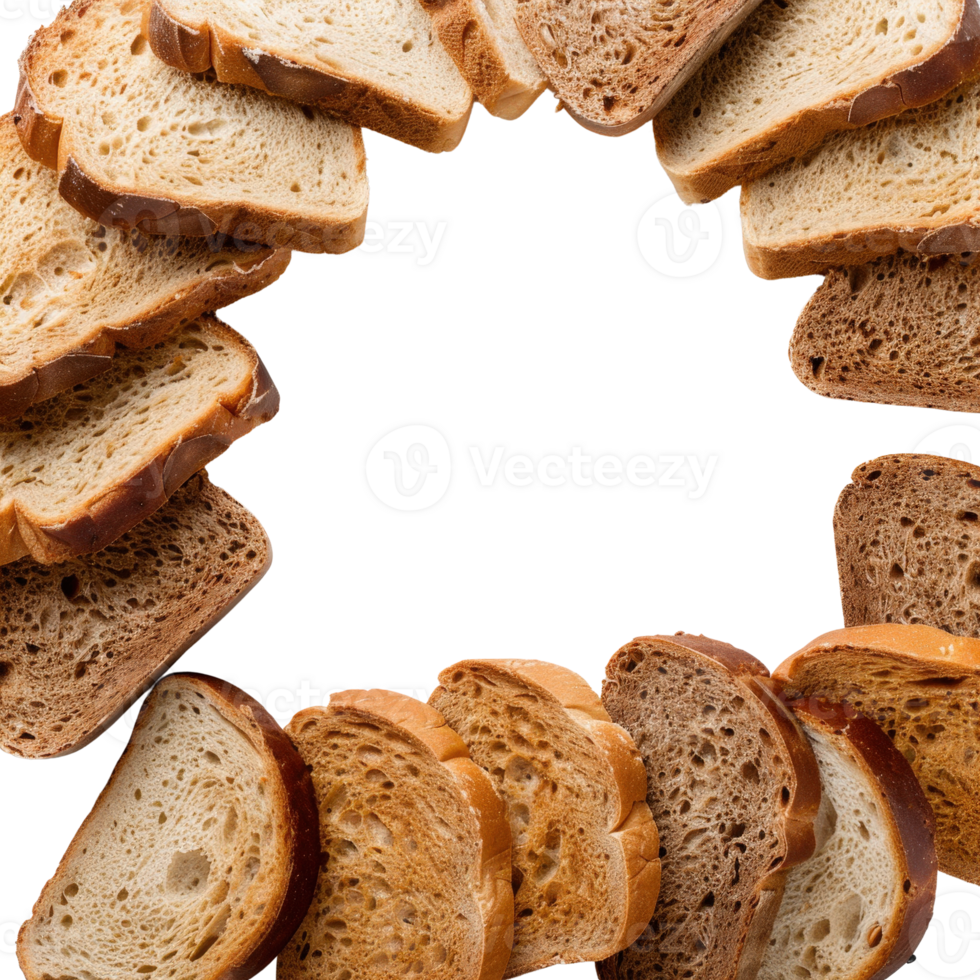 Freshly Sliced Loaves of Bread Arranged in an Artistic Circle on a . png