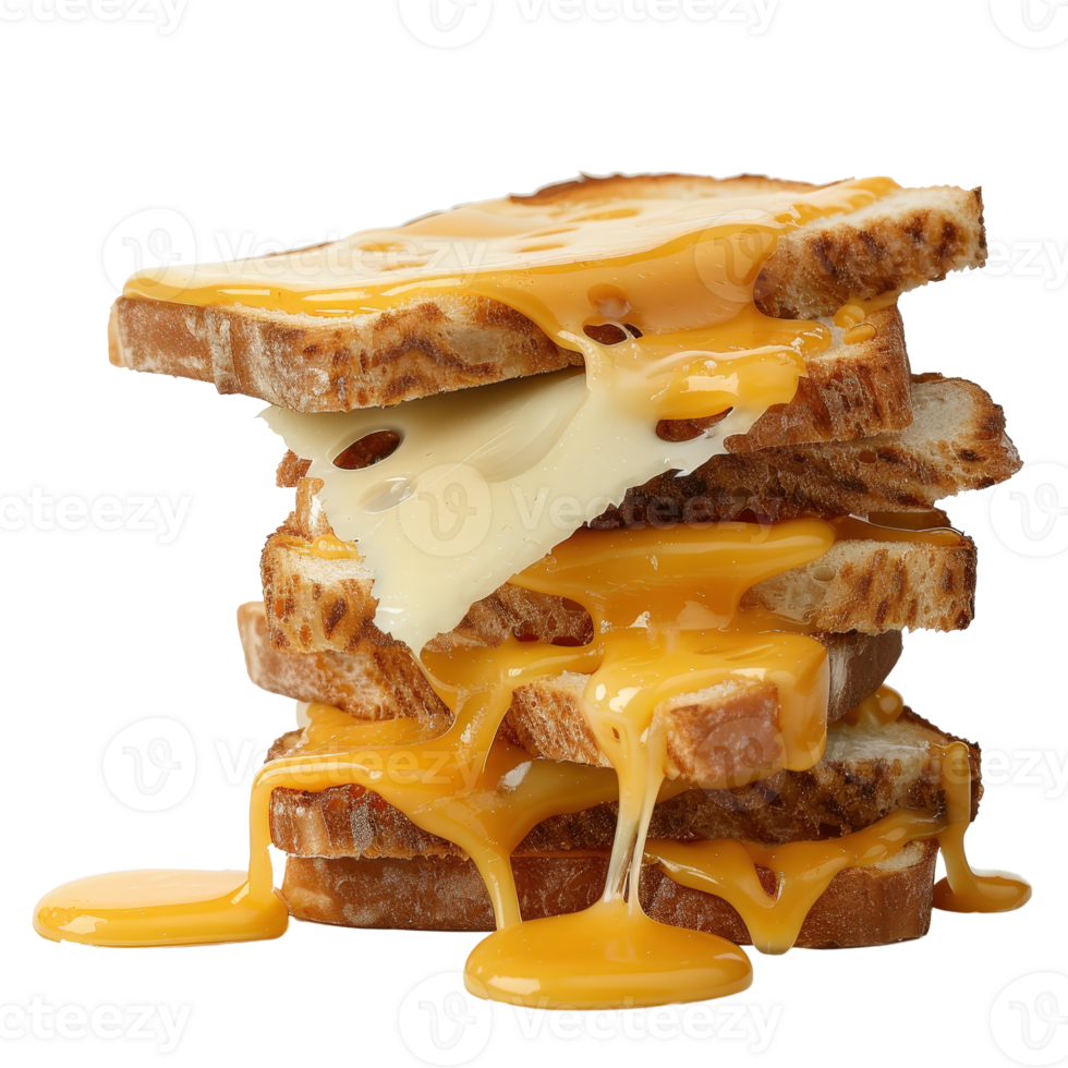 Deliciously Melted Cheese Dripping from Toasted Slices on a . png