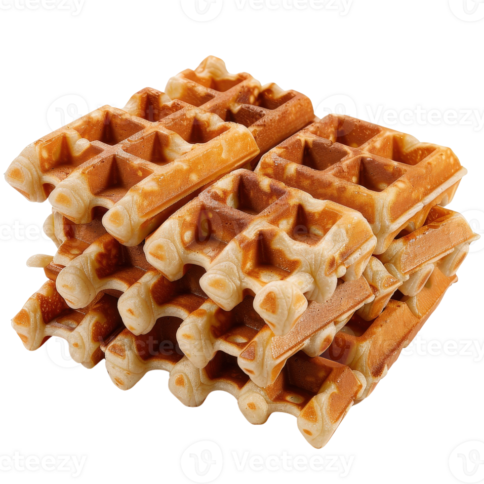 Stack of Crispy Golden Waffles Ready for Delicious Toppings and Syrup Drizzle Enjoyment png