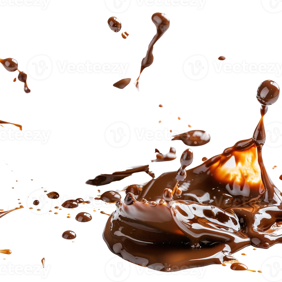 Liquid Chocolate Splash with Dynamic Motion and Glossy Surface Texture png