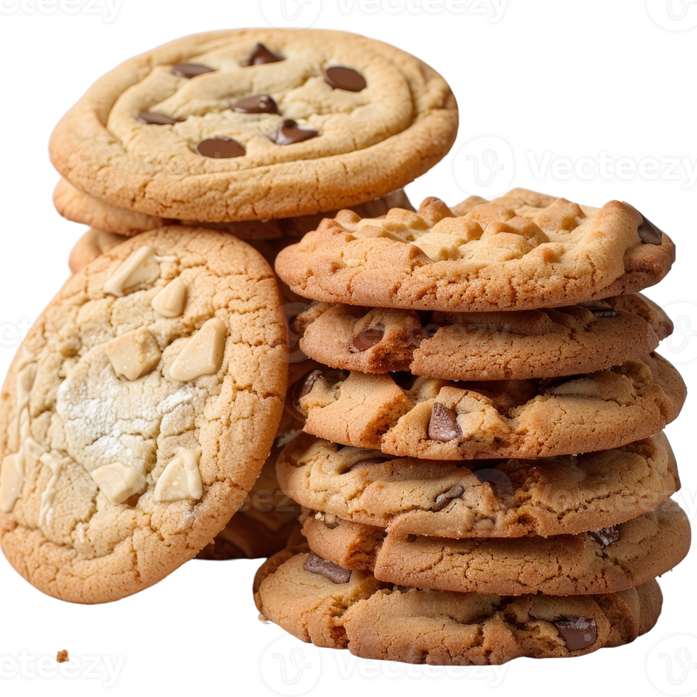 Stack of Delicious Homemade Cookies with Chocolate Chips and Vanilla Flavors on . png