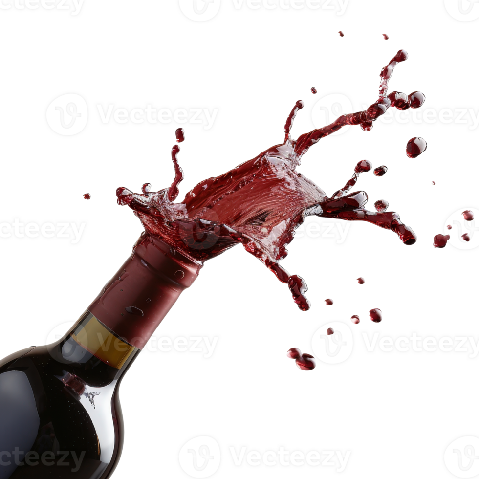 Dramatic Pouring of Red Wine with Splash on White Tabletop Creating an Elegant Atmosphere png