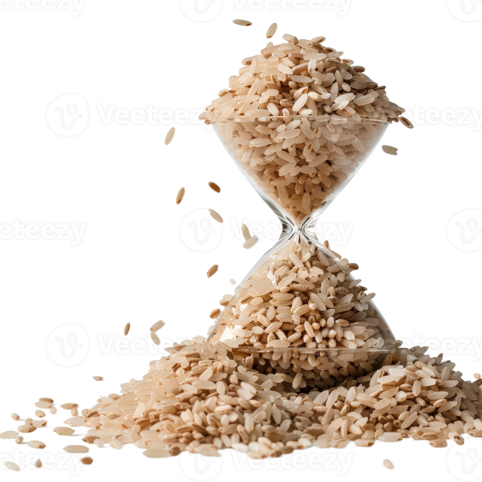 Hourglass Filled with Rice Grains Symbolizing Time and Patience Against . png