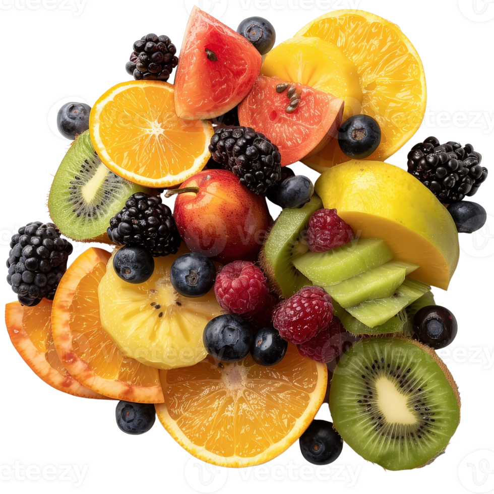 Fresh and Colorful Assortment of Sliced Fruits on . for Healthy Lifestyle Promotion png