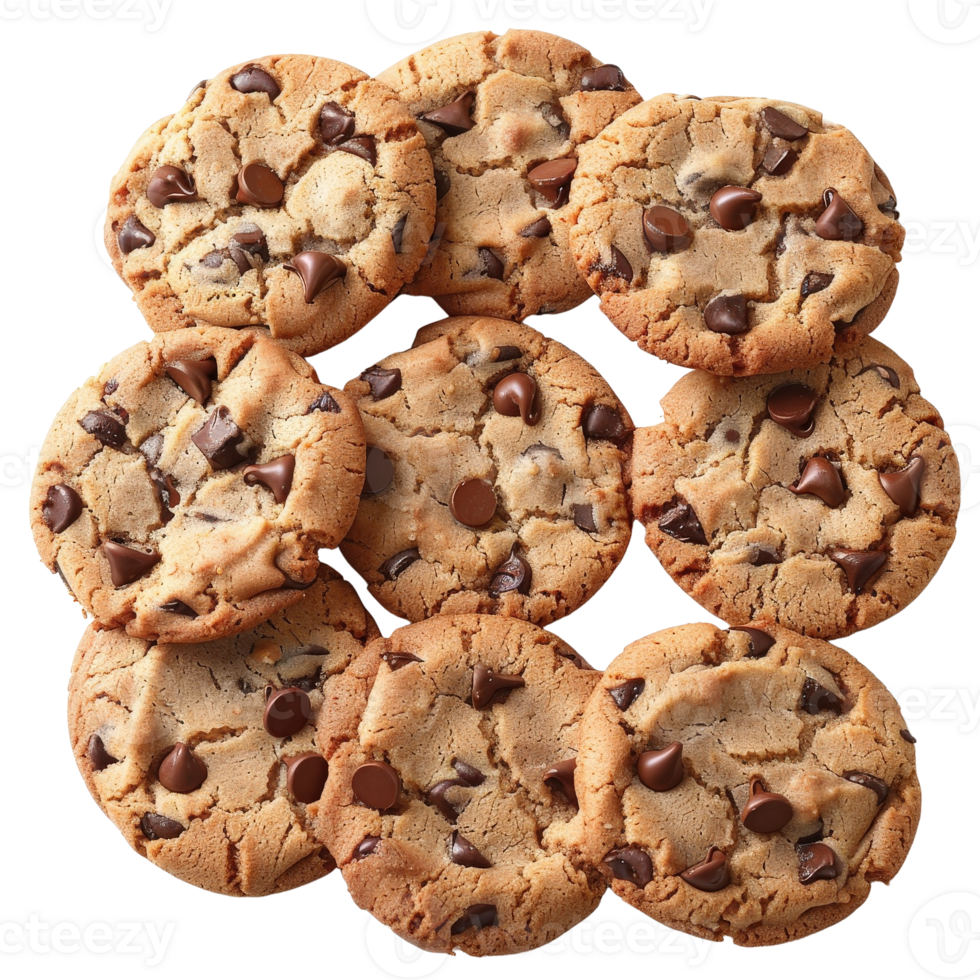 Freshly Baked Chocolate Chip Cookies Stacked on a . for Delicious Treats png