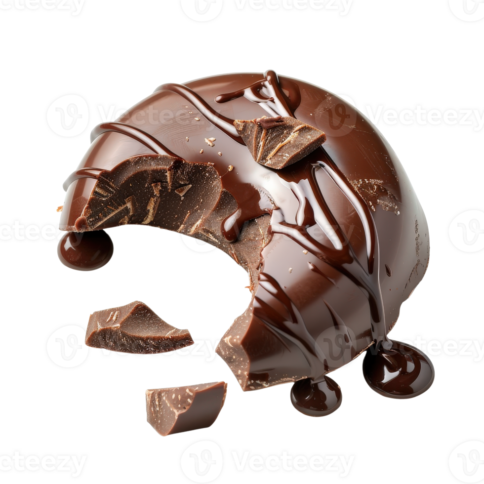Rich Dark Chocolate Ganache with Drizzling and Delicious Chocolate Pieces on . png
