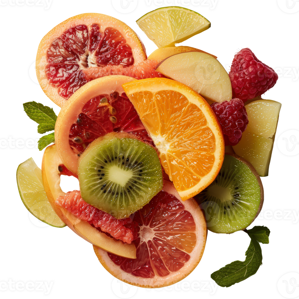 Colorful Assortment of Fresh Fruits Including Citrus, Berries, and Melons for Healthy Lifestyle png