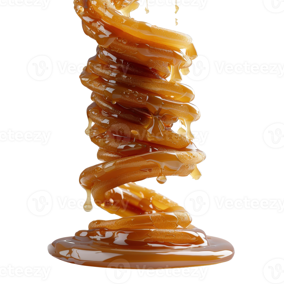 Spinning Stream of Honey Drizzling Downward with a Glossy and Smooth Texture png