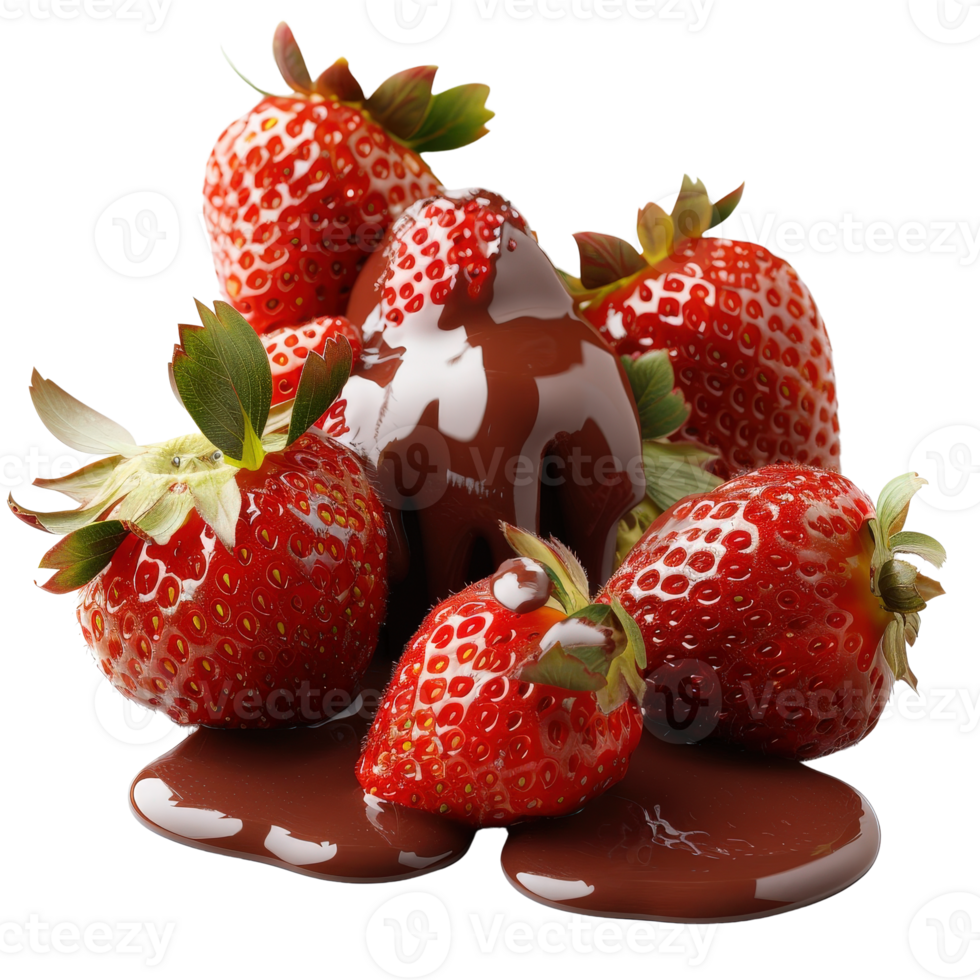 Fresh Strawberries Dipped in Rich Chocolate Sauce for a Delicious Dessert Indulgence png