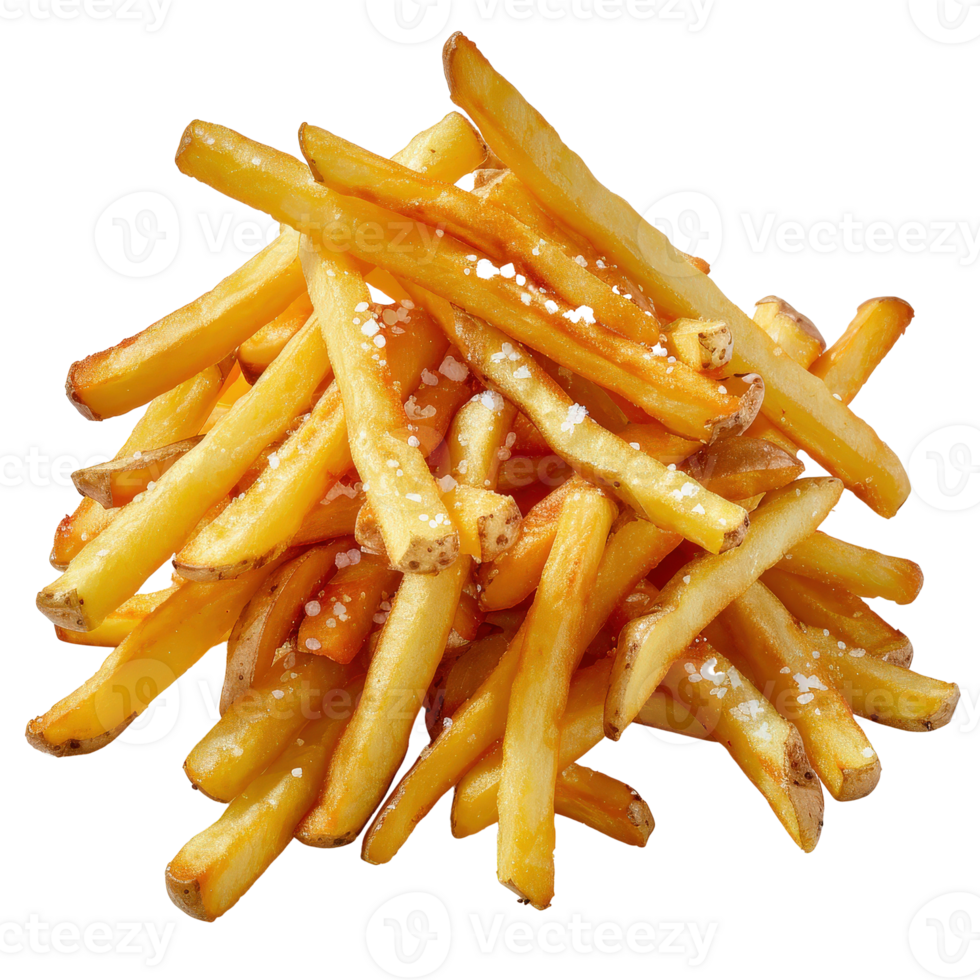 Crispy Golden French Fries Piled High with Salty Goodness and Perfect Texture png