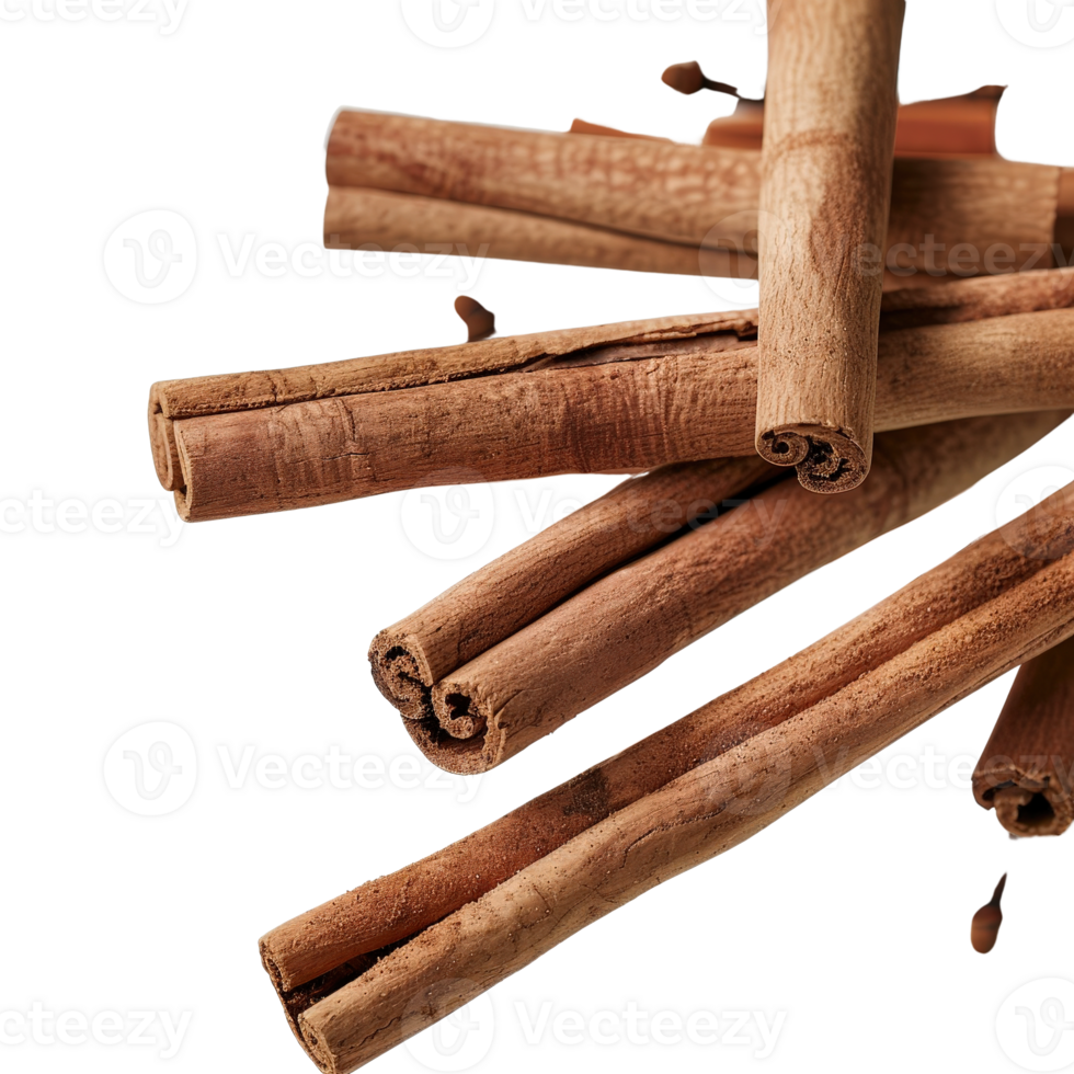 Natural Cinnamon Sticks on Light Background Perfect for Culinary and Aromatic Uses png