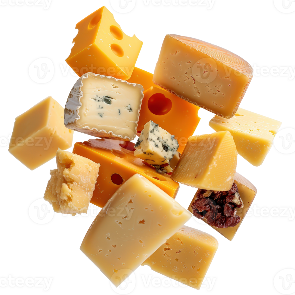 Assorted Cheeses on . Featuring Various Textures and Colors for Culinary Use png