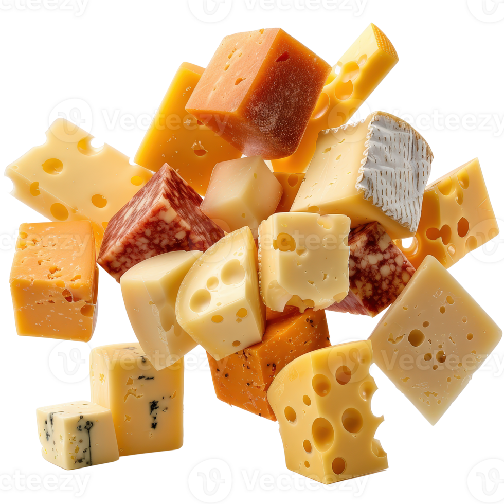 Assorted Cheese Cubes on a . for Culinary and Food Related Themes png