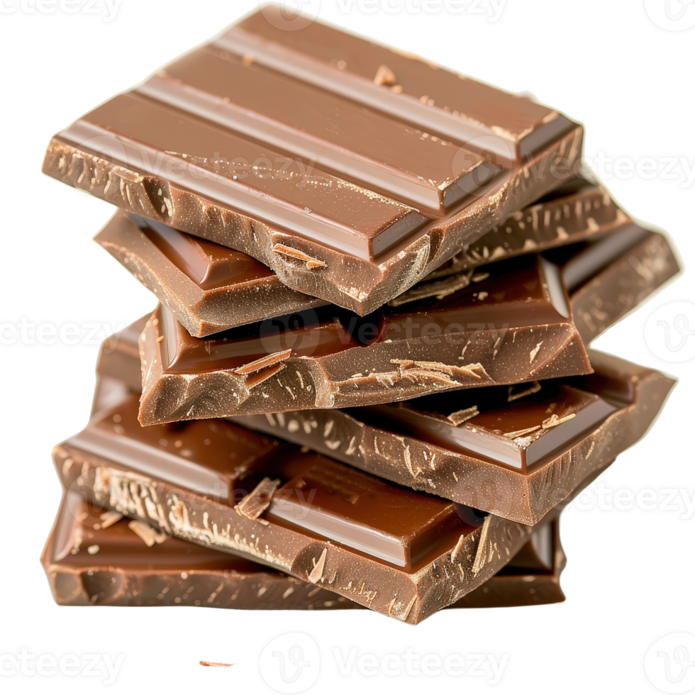 Stack of Rich Chocolate Squares Ready for Dessert or Baking Treats and Confectionery Creations png