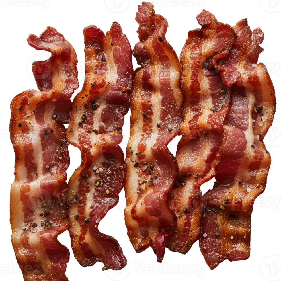 Crispy Bacon Strips with Seasoning on a Dark Background for Culinary and Food Photography png