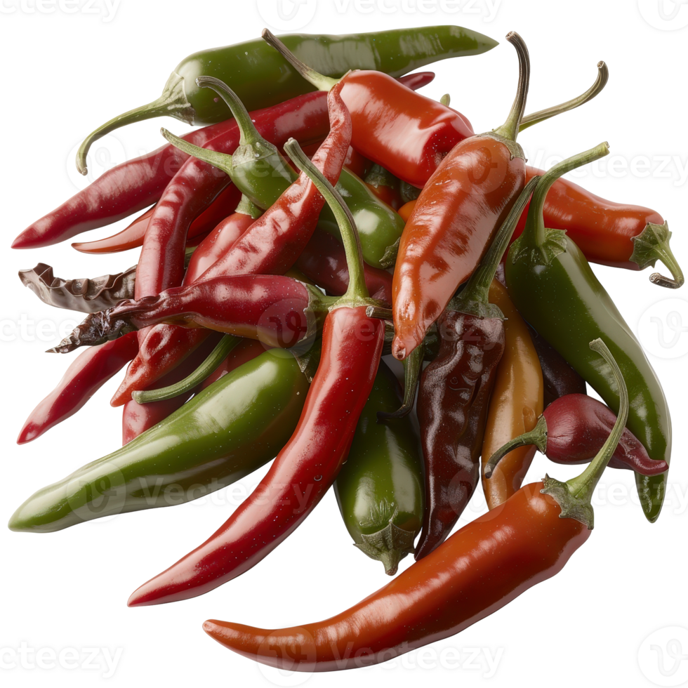 Colorful Array of Fresh Chili Peppers on . for Culinary Inspiration png