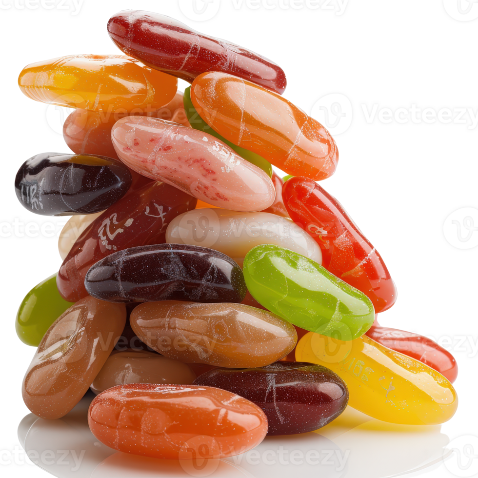 Colorful Assortment of Glazed Jelly Beans Piled Together on a . png