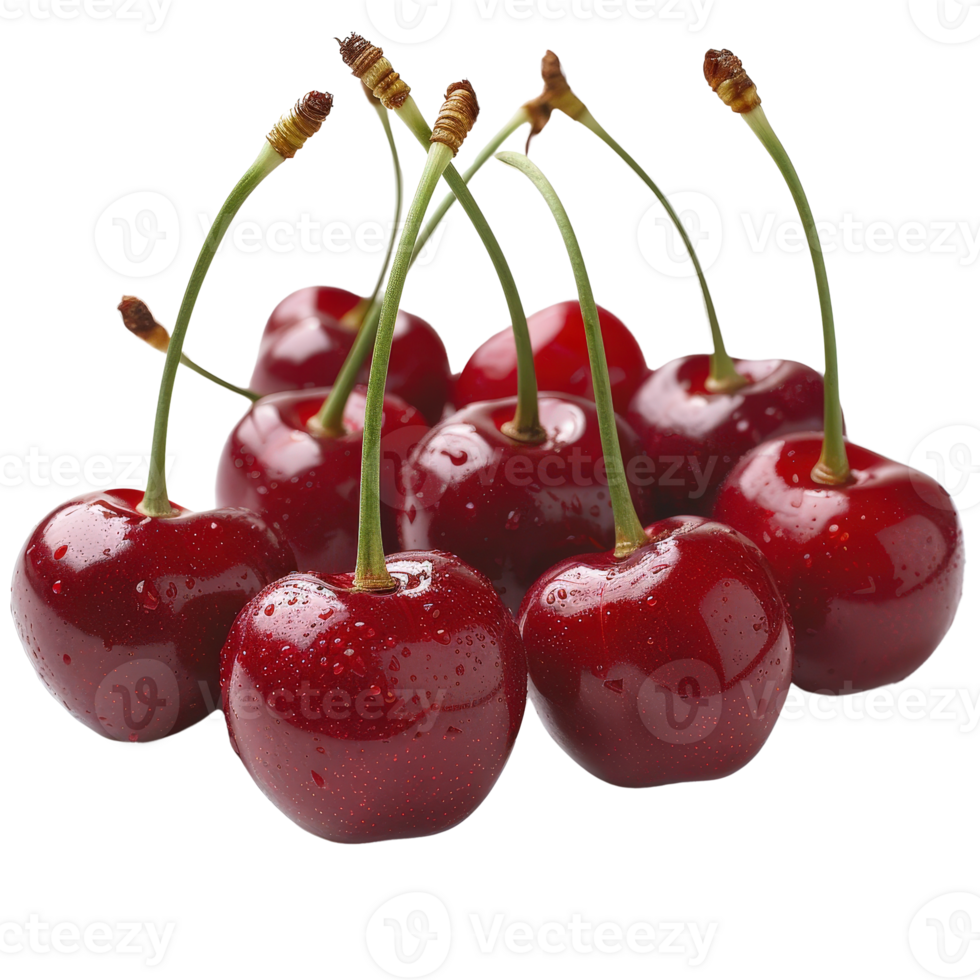 Fresh and Juicy Cherries on . for Healthy Eating and Summer Desserts png