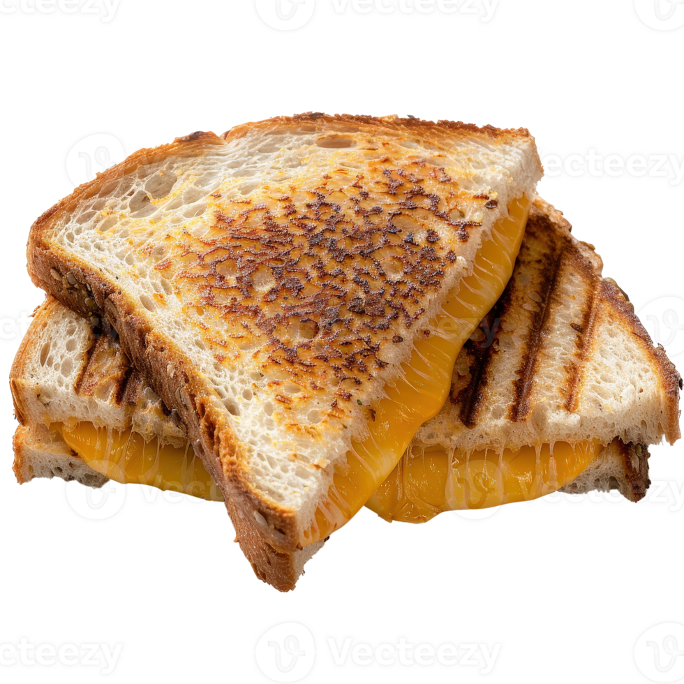 Crunchy Grilled Cheese Sandwich with Melting Cheddar and Toasted Bread Slices Perfect for Lunch png