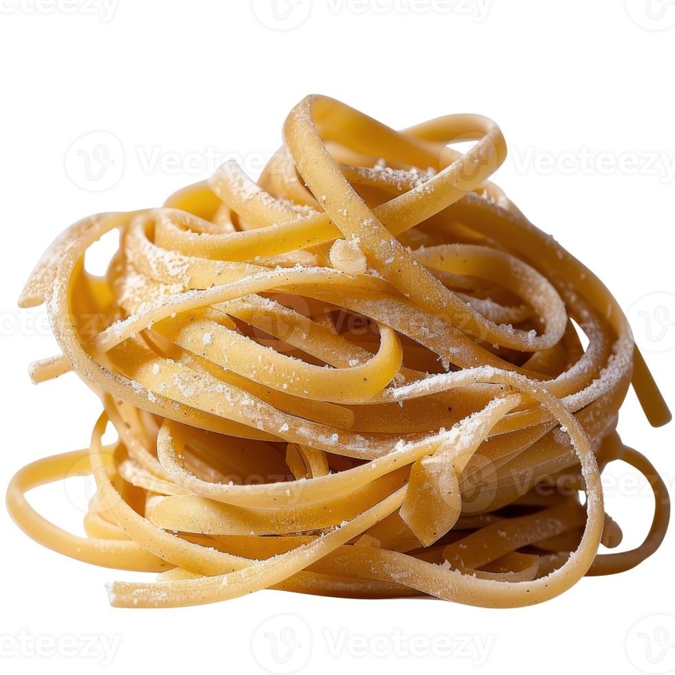 Freshly Twisted Fettuccine Noodles with a Dusting of Flour in a Culinary Setting png