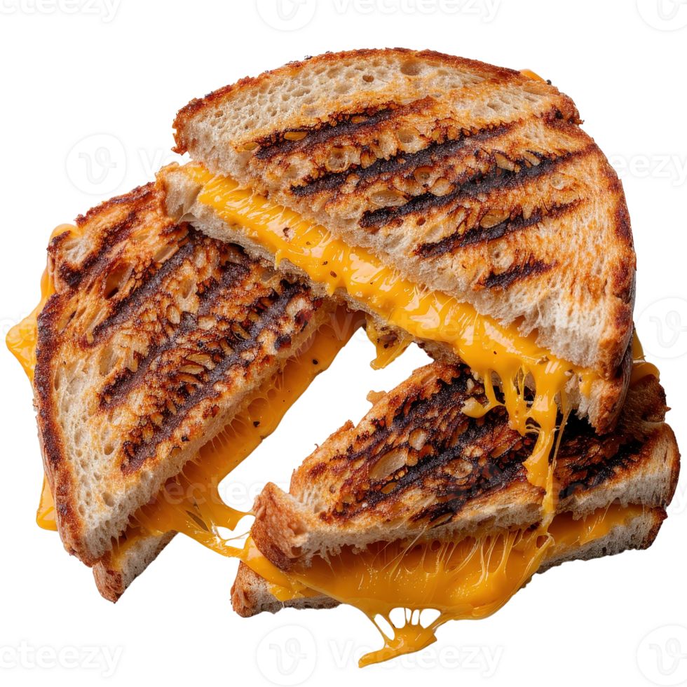 Delicious Grilled Cheese Sandwich with Melted Cheese and Crispy Toasted Bread Slices png