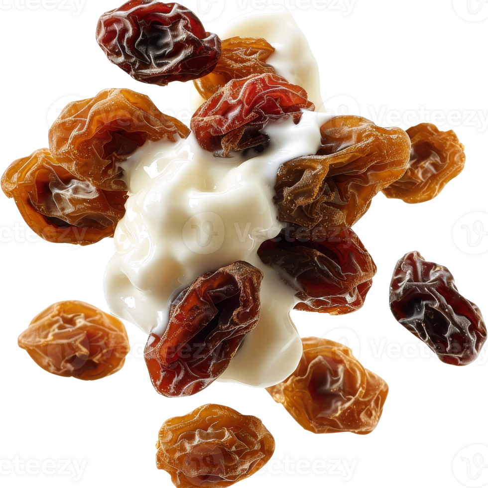 Creamy yogurt with scattered raisins on a . for healthy snack or dessert image png