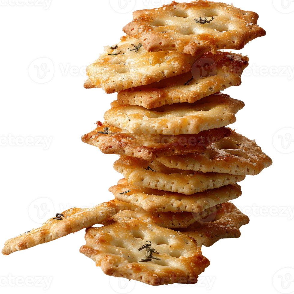 Stacked Savory Crackers with Herbs and Cheese on a . for Culinary Use png