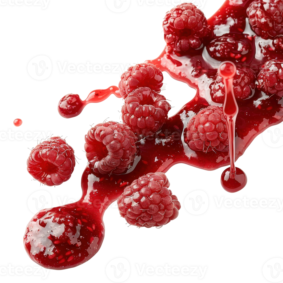 Fresh Raspberries with Juicy Red Juice Splash on . for Food Photography png