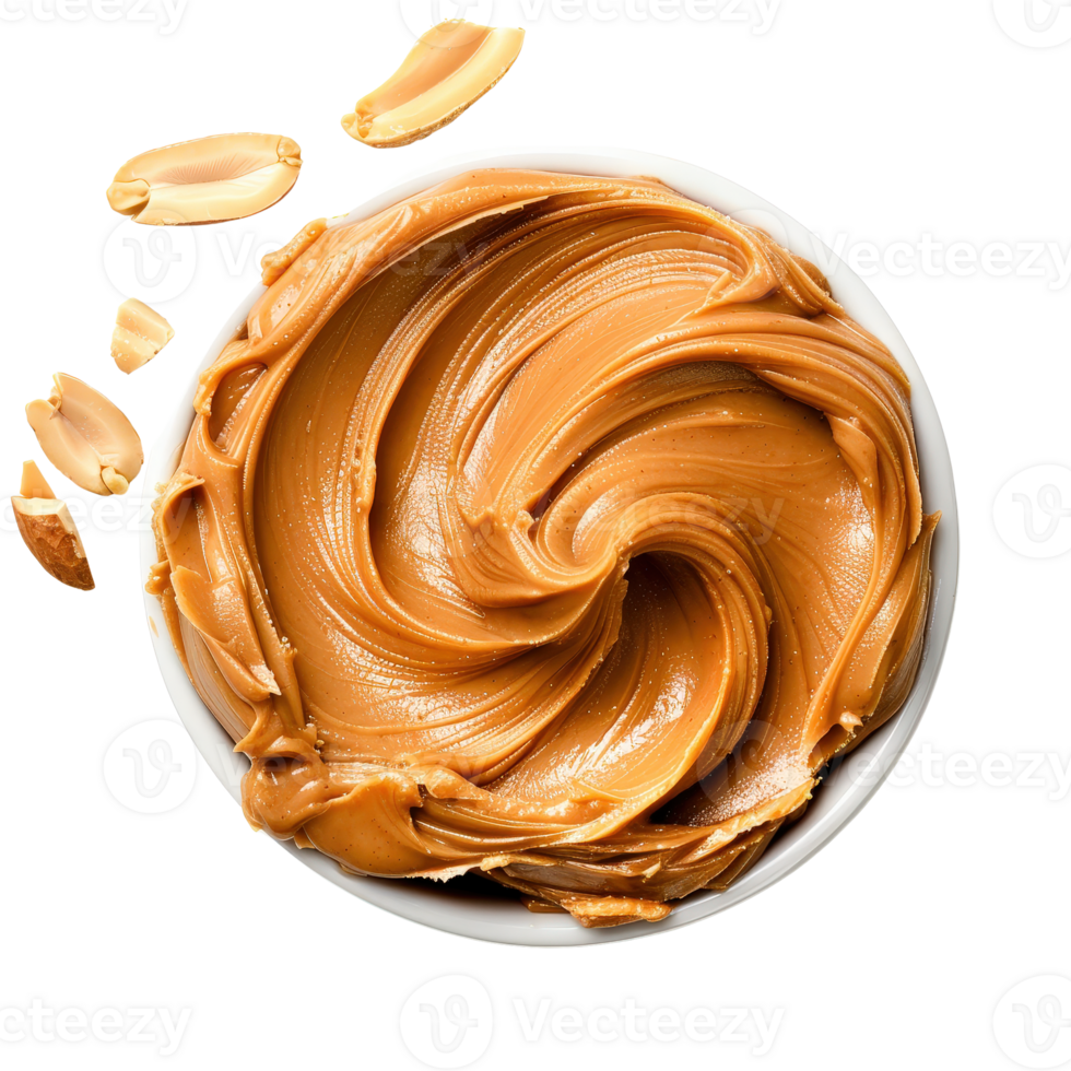 Creamy Swirl of Nut Butter on . with Peanuts in Surrounding Elements png